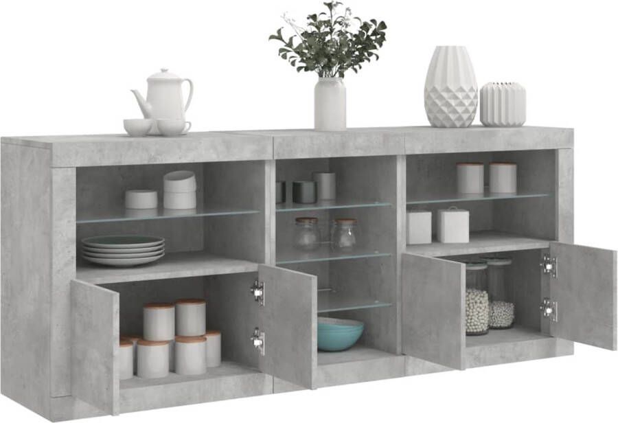 VidaXL -Dressoir-met-LED-verlichting-162x37x67-cm-betongrijs - Foto 4