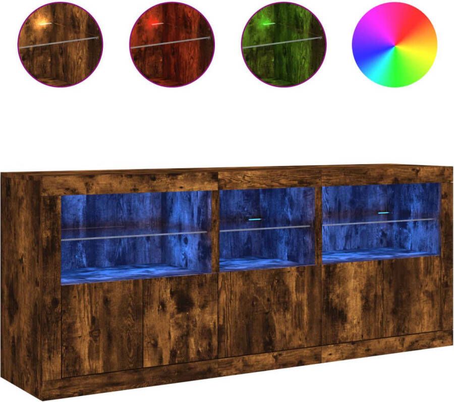 VidaXL -Dressoir-met-LED-verlichting-162x37x67-cm-bruin-eiken - Foto 4