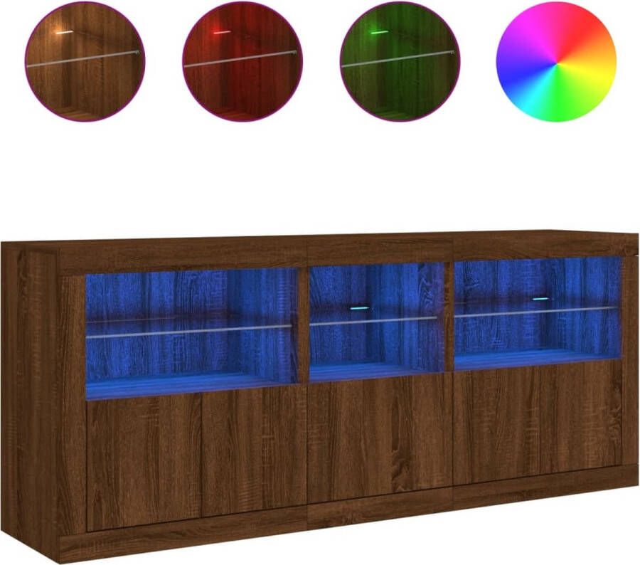 VidaXL -Dressoir-met-LED-verlichting-162x37x67-cm-bruineikenkleurig - Foto 3