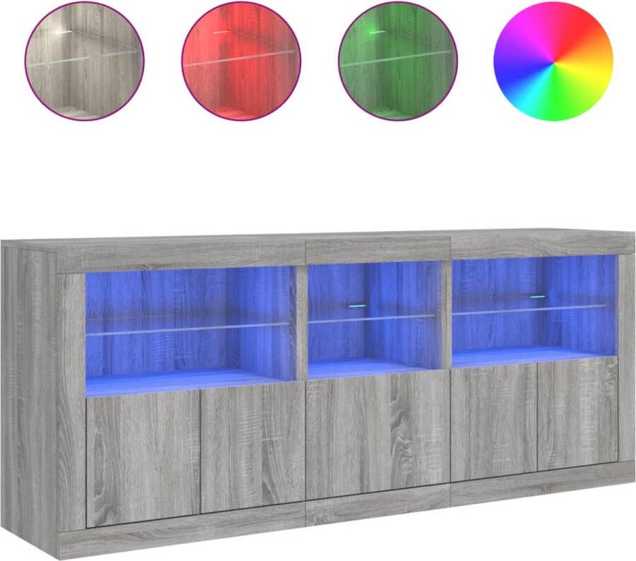 VidaXL -Dressoir-met-LED-verlichting-162x37x67-cm-grijs-sonoma - Foto 3