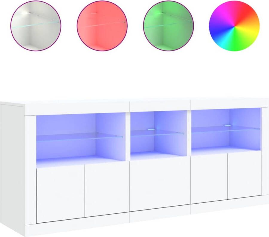 VidaXL Dressoir LED verlichting Wit 162x37x67 cm Modern Dressoir Led Verlichting Witte Kast Opbergkast Tv Stand - Foto 4