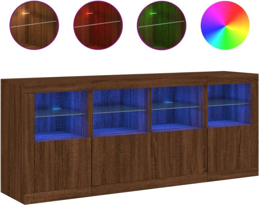 VidaXL -Dressoir-met-LED-verlichting-163x37x67-cm-bruineikenkleurig - Foto 5