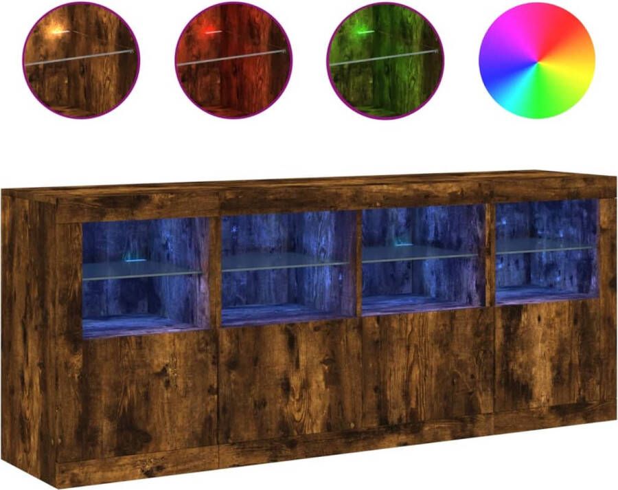 VidaXL -Dressoir-met-LED-verlichting-163x37x67-cm-gerookt-eikenkleurig - Foto 5