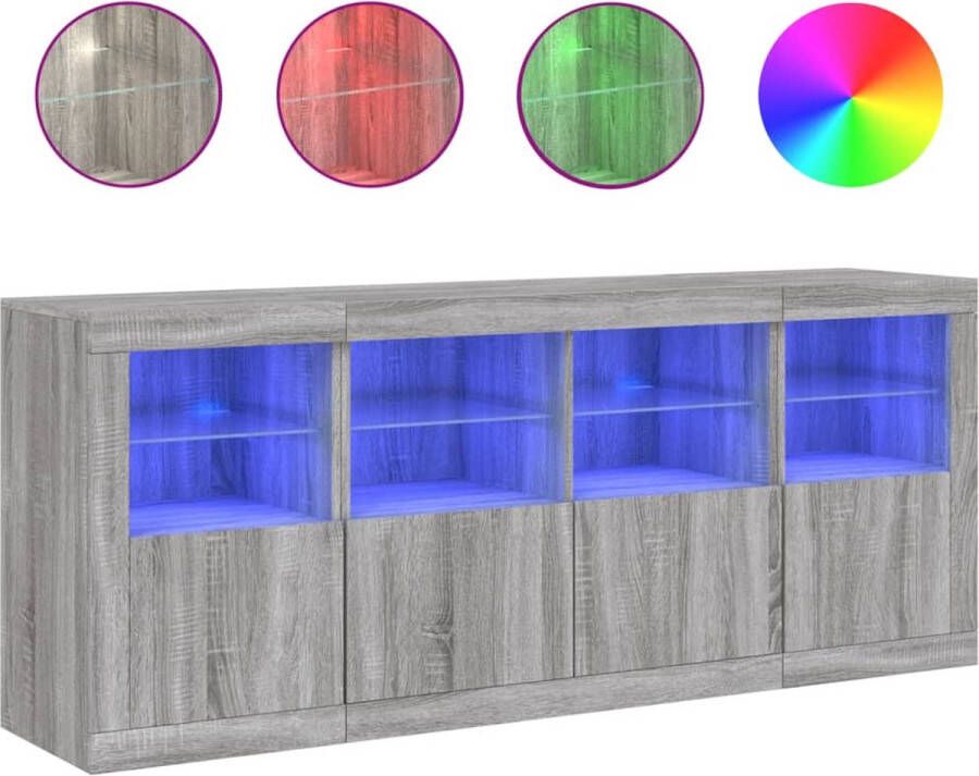 VidaXL -Dressoir-met-LED-verlichting-163x37x67-cm-grijs-sonoma-eiken - Foto 3