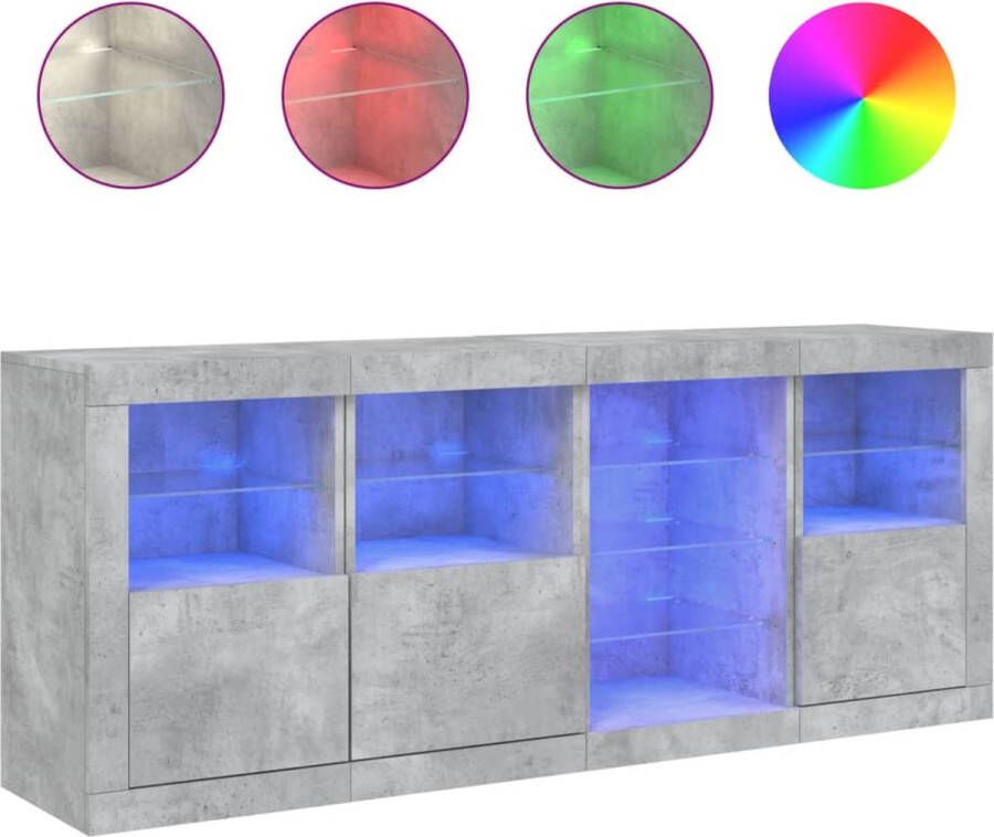VidaXL -Dressoir-met-LED-verlichting-164x37x67-cm-betongrijs
