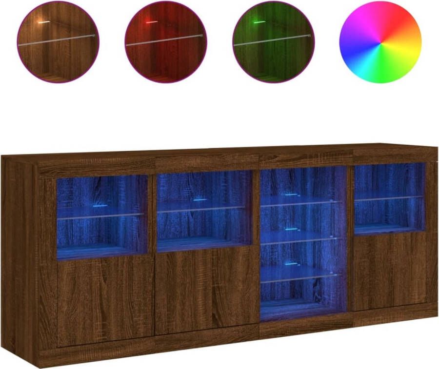 VidaXL -Dressoir-met-LED-verlichting-164x37x67-cm-bruineikenkleurig - Foto 3