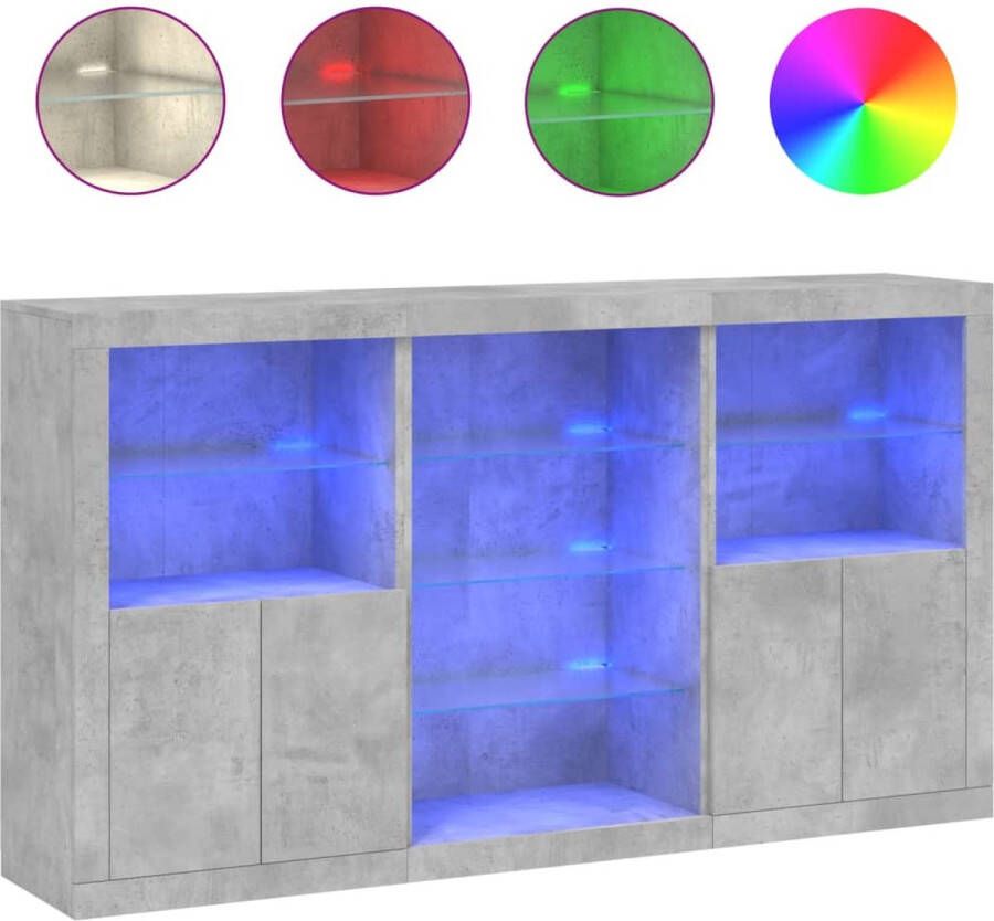 VidaXL -Dressoir-met-LED-verlichting-181 5x37x100-cm-betongrijs
