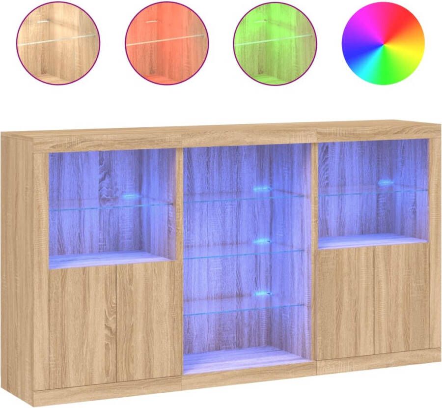 VidaXL Dressoir Sonoma Eiken Met LED 181 5 cm Modern Dressoir Met Led Verlichting Sonoma Eiken Dressoir Opberg Kast Tv Stand - Foto 2