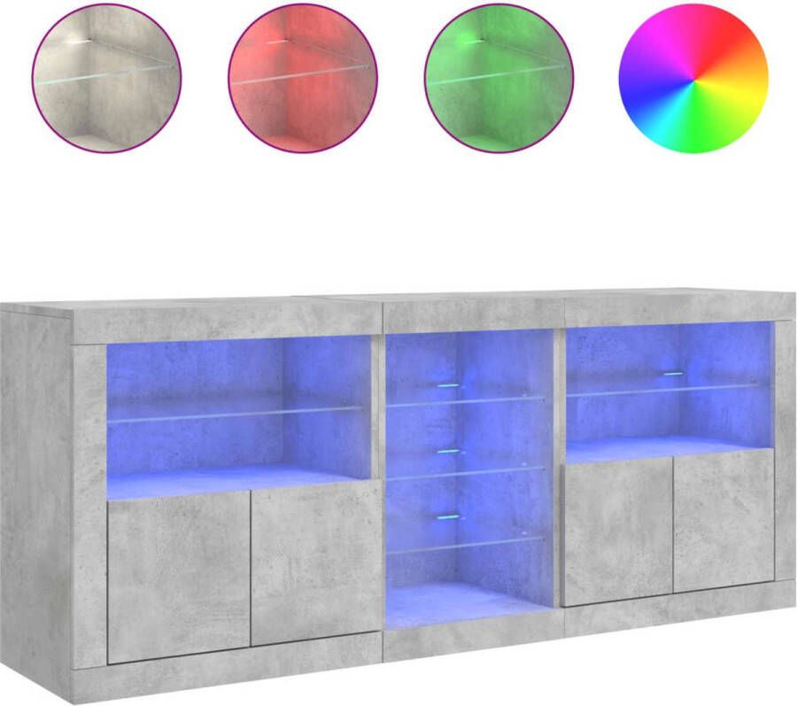 VidaXL -Dressoir-met-LED-verlichting-181 5x37x67-cm-betongrijs - Foto 4