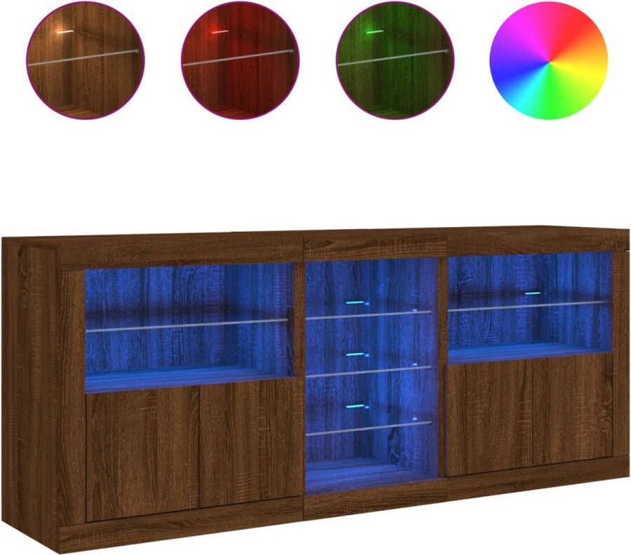 VidaXL -Dressoir-met-LED-verlichting-181 5x37x67-cm-bruineikenkleurig - Foto 3