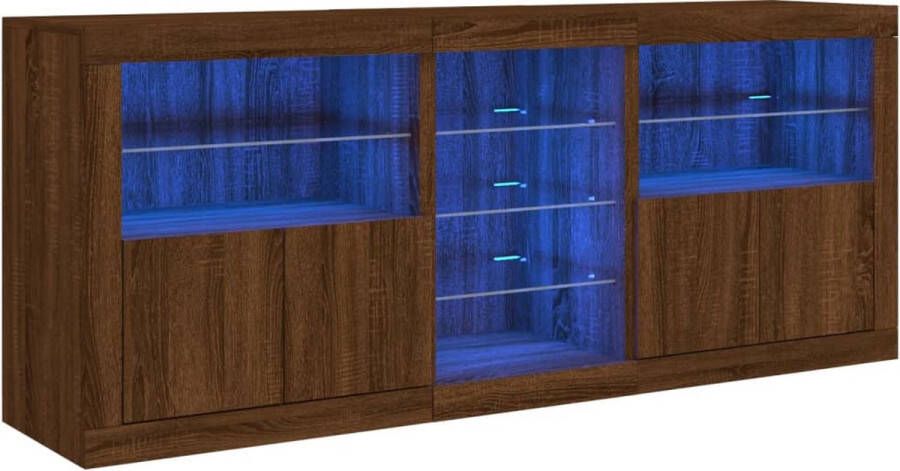 VidaXL -Dressoir-met-LED-verlichting-181 5x37x67-cm-bruineikenkleurig - Foto 2