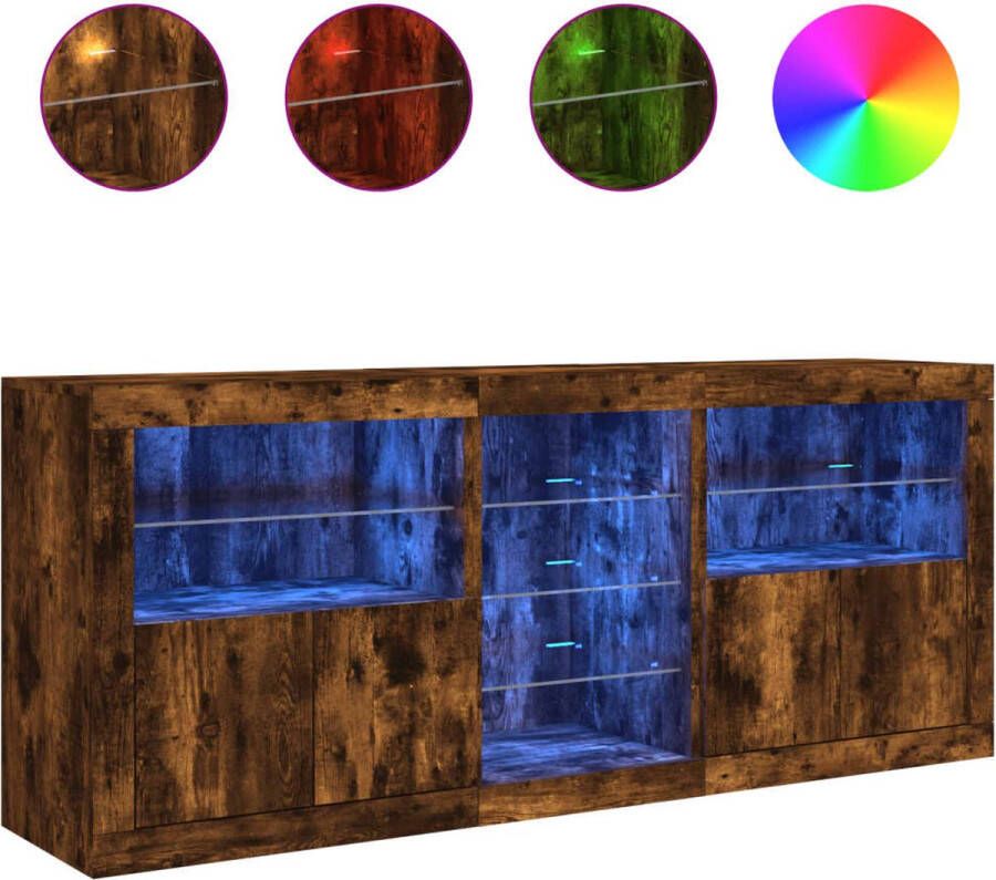VidaXL -Dressoir-met-LED-verlichting-181 5x37x67-cm-gerookt-eikenkleur - Foto 3