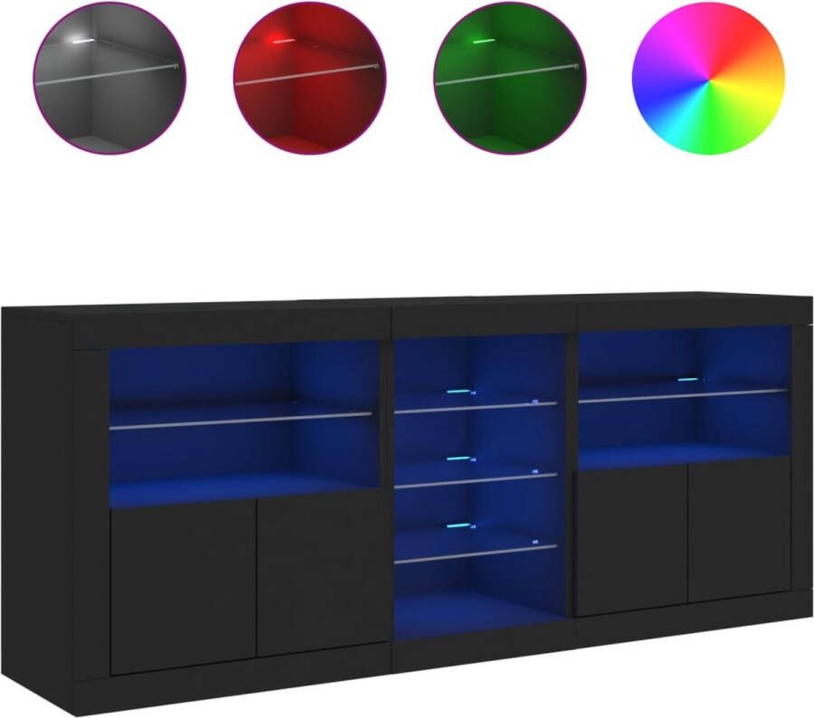 VidaXL -Dressoir-met-LED-verlichting-181 5x37x67-cm-zwart - Foto 3