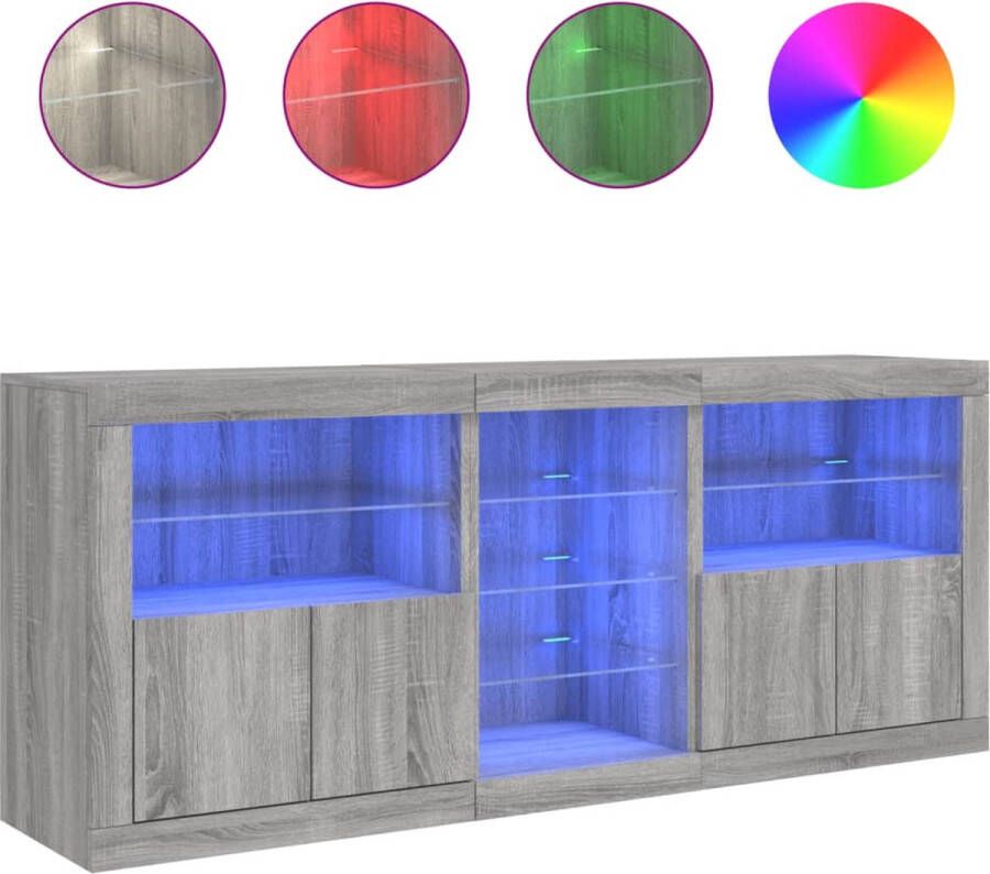 VidaXL -Dressoir-met-LED-verlichting-181 5x37x678-cm-grijs-sonoma-eiken - Foto 4