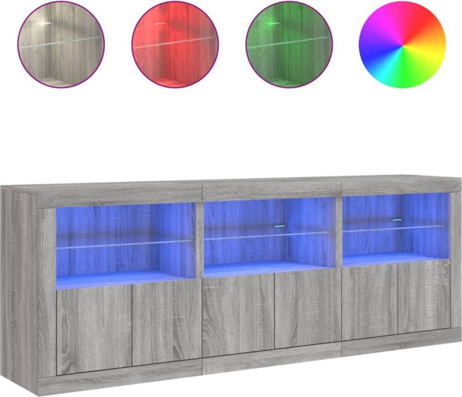 VidaXL -Dressoir-met-LED-verlichting-181 5x37x678-cm-grijs-sonoma-eiken - Foto 2