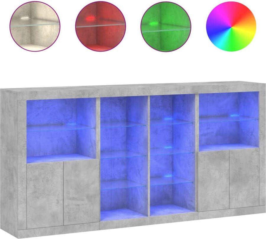 VidaXL -Dressoir-met-LED-verlichting-202x37x100-cm-betongrijs