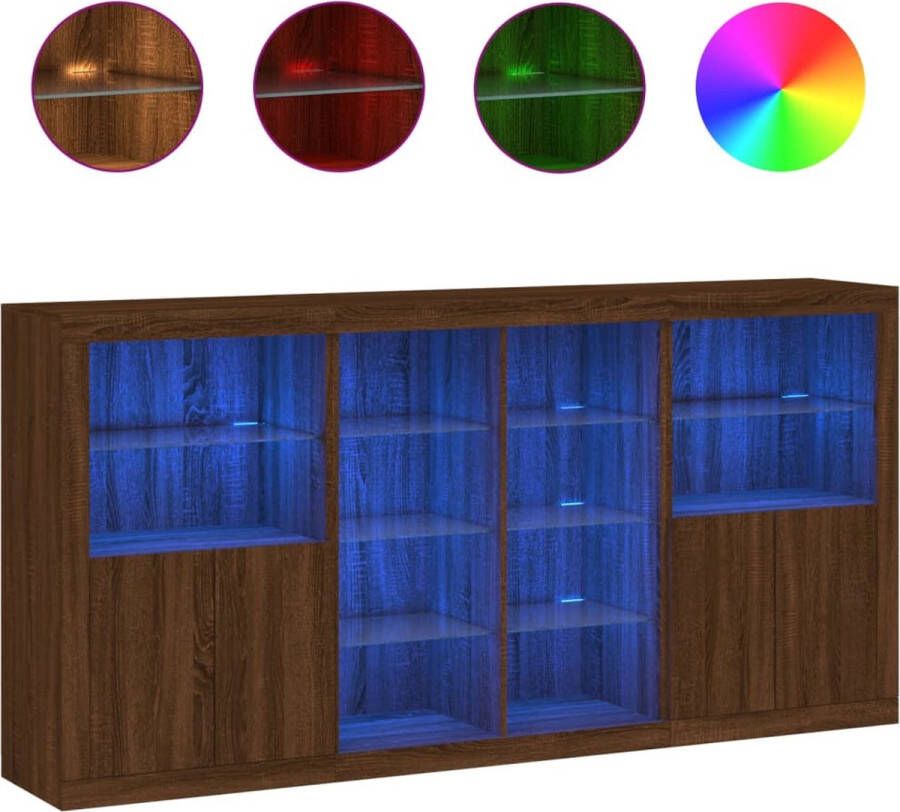 VidaXL -Dressoir-met-LED-verlichting-202x37x100-cm-bruineikenkleurig - Foto 3