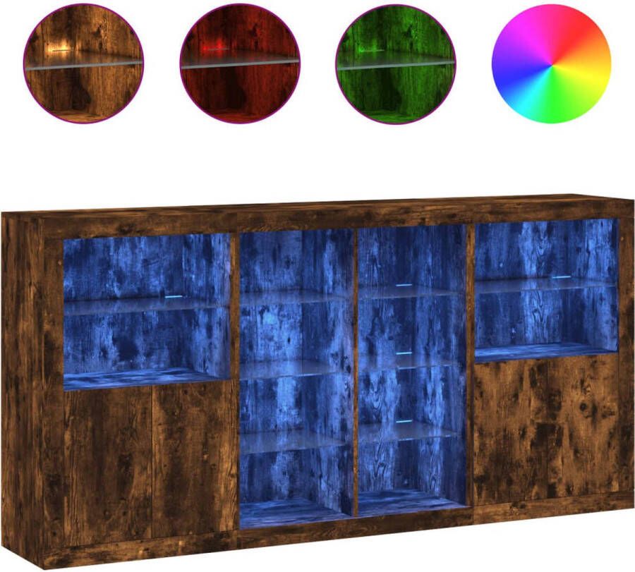 VidaXL -Dressoir-met-LED-verlichting-202x37x100-cm-gerookt-eikenkleurig - Foto 2