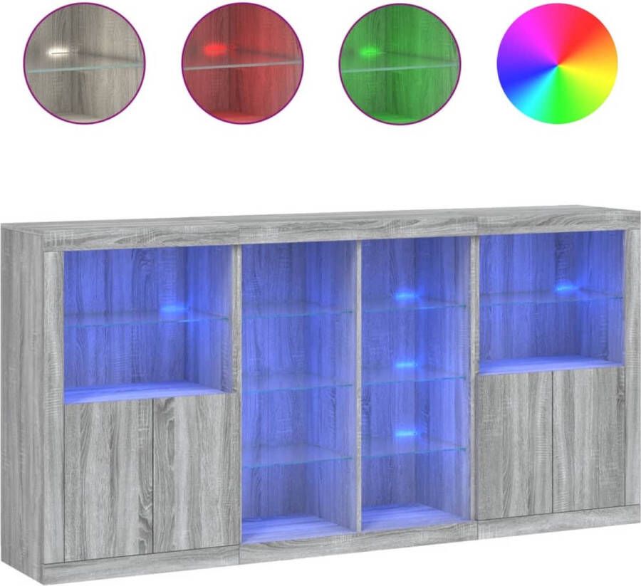 VidaXL -Dressoir-met-LED-verlichting-202x37x100-cm-grijs-sonoma-eiken - Foto 2