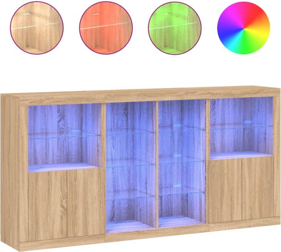 VidaXL -Dressoir-met-LED-verlichting-202x37x100-cm-sonoma-eikenkleurig - Foto 3