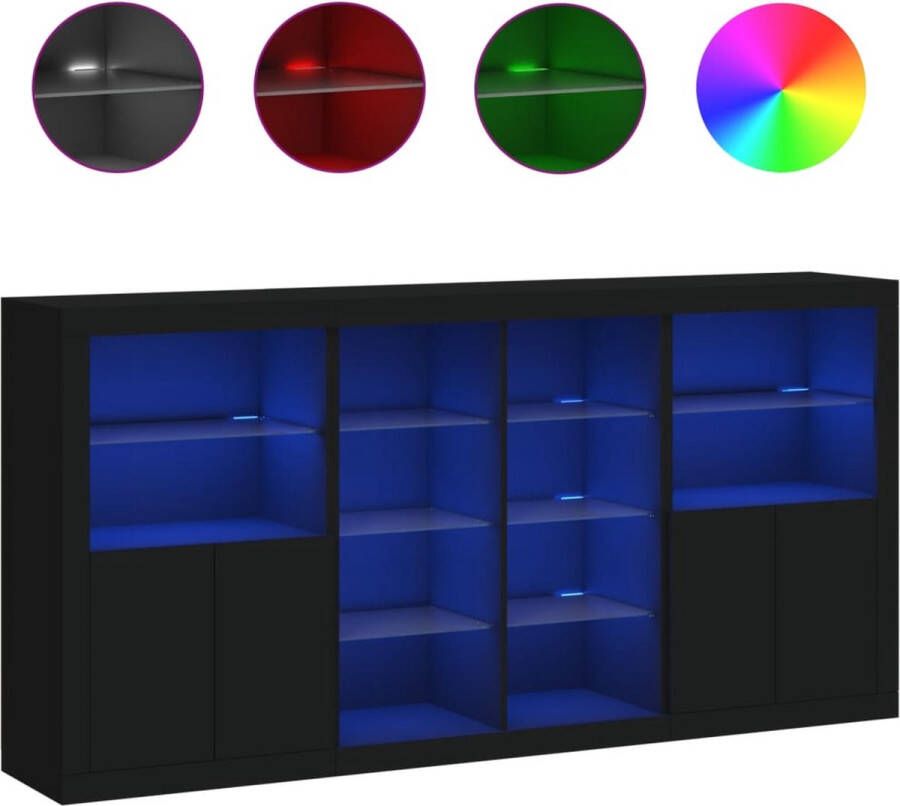VidaXL Dressoir met LED-verlichting 202x37x100 cm zwart