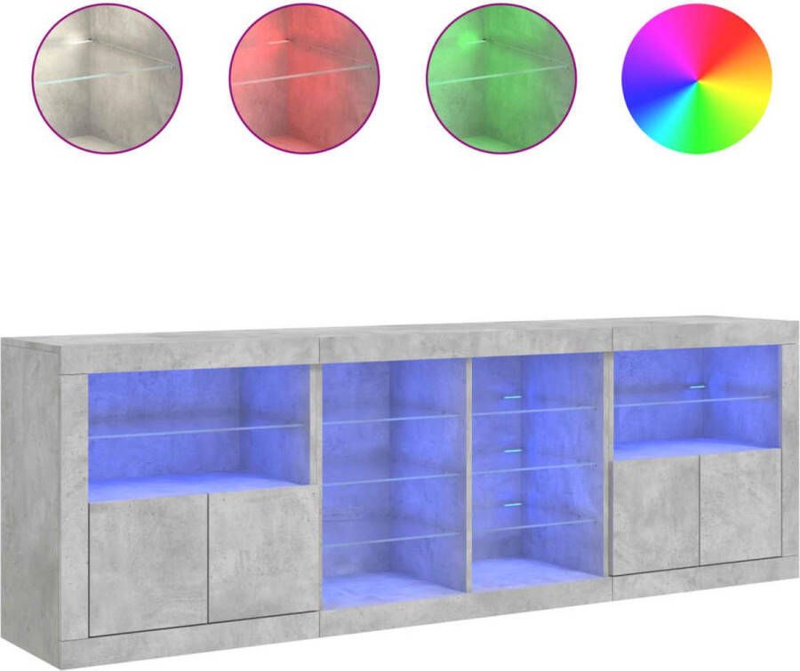 VidaXL -Dressoir-met-LED-verlichting-202x37x67-cm-betongrijs - Foto 4