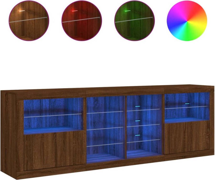 VidaXL -Dressoir-met-LED-verlichting-202x37x67-cm-bruineikenkleurig - Foto 3
