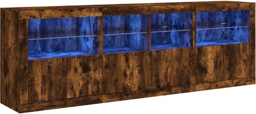 VidaXL -Dressoir-met-LED-verlichting-202x37x67-cm-gerookt-eikenkleurig - Foto 2