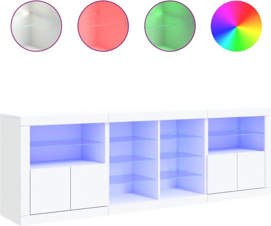 VidaXL -Dressoir-met-LED-verlichting-202x37x67-cm-wit - Foto 3