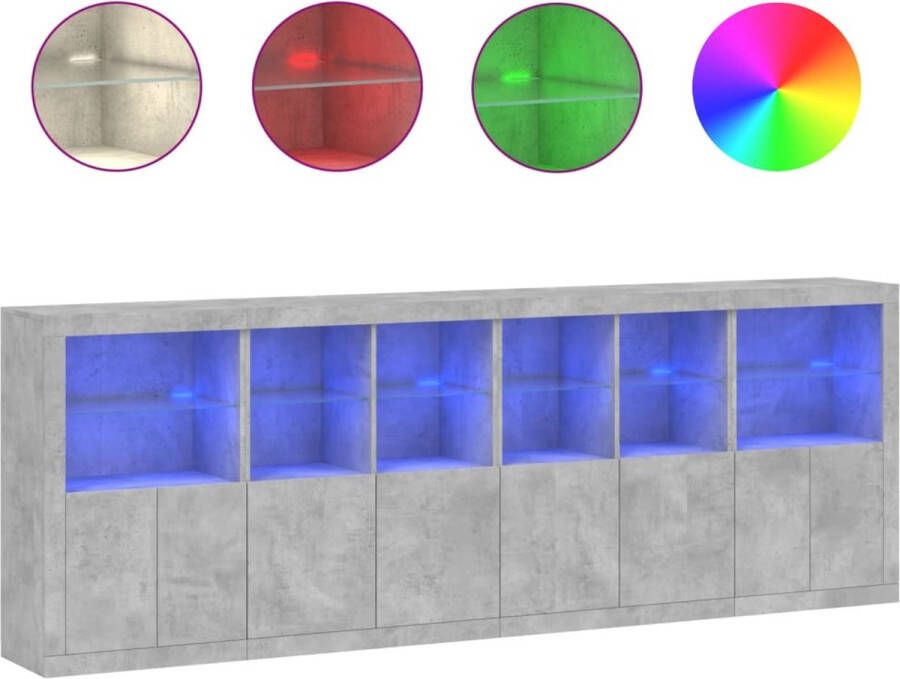 VidaXL -Dressoir-met-LED-verlichting-283x37x100-cm-betongrijs