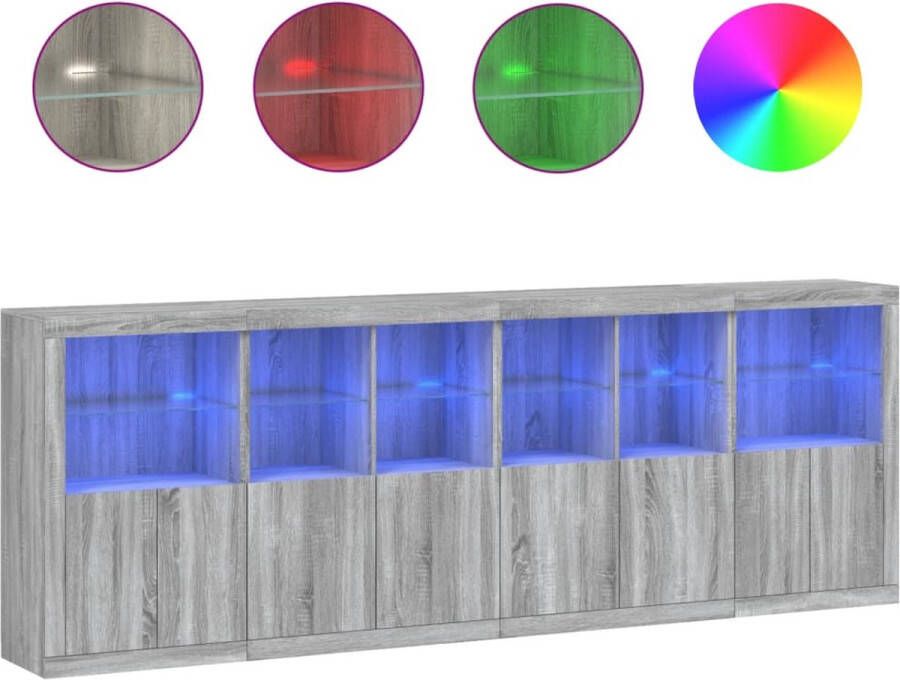 VidaXL -Dressoir-met-LED-verlichting-283x37x100-cm-grijs-sonoma-eiken