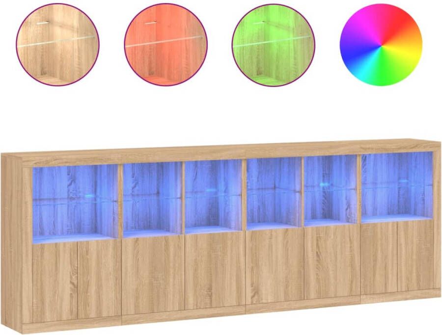 VidaXL -Dressoir-met-LED-verlichting-283x37x100-cm-sonoma-eikenkleurig - Foto 2