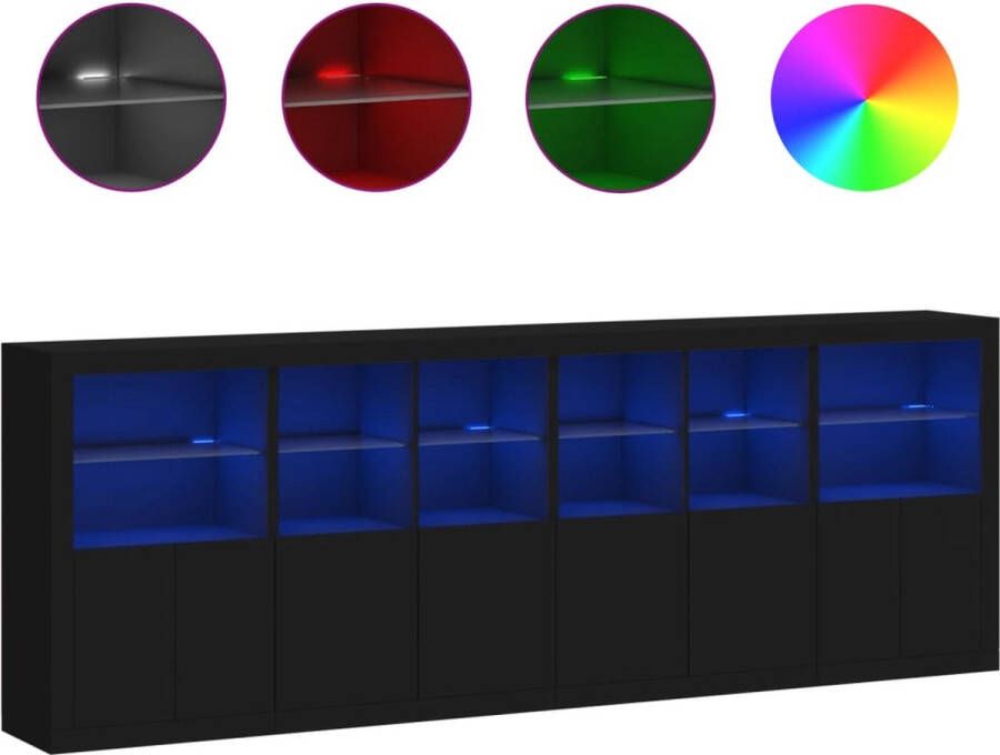 VidaXL -Dressoir-met-LED-verlichting-283x37x100-cm-zwart - Foto 2