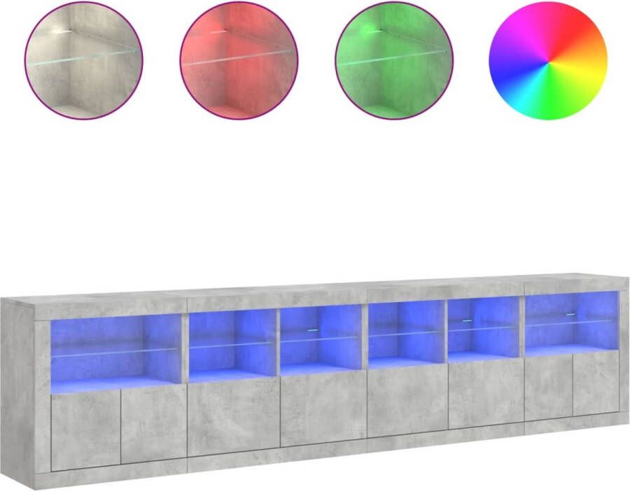 VidaXL -Dressoir-met-LED-verlichting-283x37x67-cm-betongrijs - Foto 3