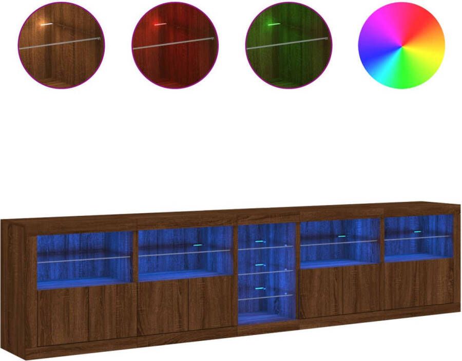 VidaXL -Dressoir-met-LED-verlichting-283x37x67-cm-bruineikenkleurig - Foto 3