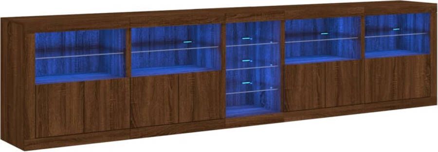 VidaXL -Dressoir-met-LED-verlichting-283x37x67-cm-bruineikenkleurig - Foto 2