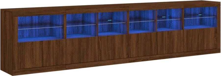 VidaXL -Dressoir-met-LED-verlichting-283x37x67-cm-bruineikenkleurig - Foto 2