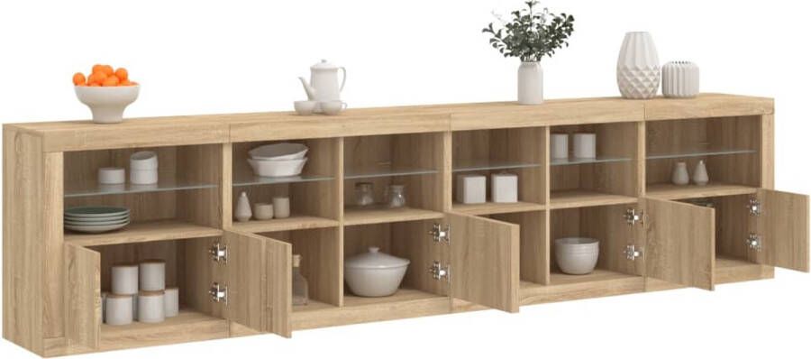 VidaXL -Dressoir-met-LED-verlichting-283x37x67-cm-sonoma-eikenkleurig - Foto 4