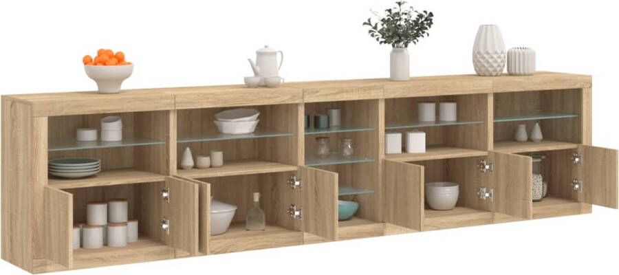 VidaXL -Dressoir-met-LED-verlichting-283x37x67-cm-sonoma-eikenkleurig - Foto 4