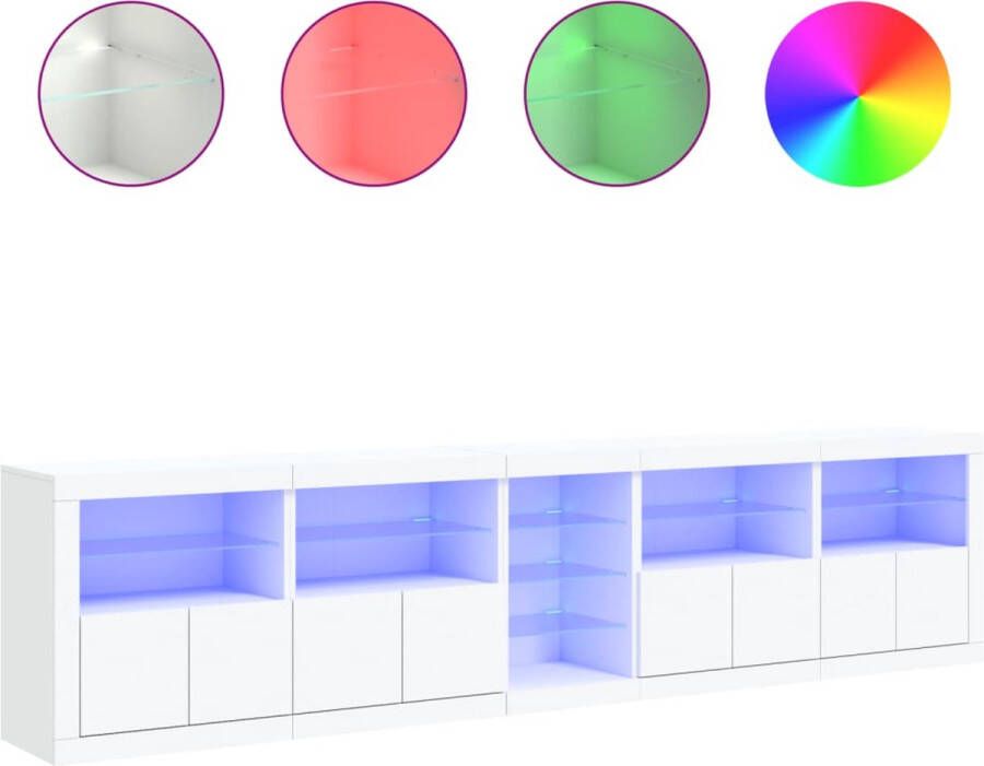 VidaXL -Dressoir-met-LED-verlichting-283x37x67-cm-wit - Foto 4