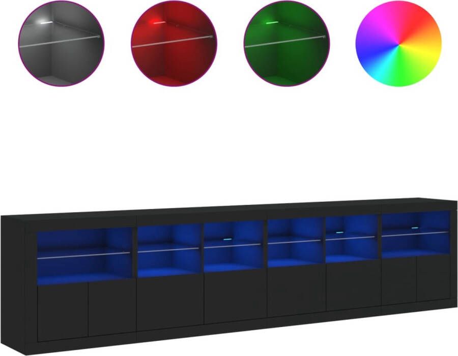 VidaXL -Dressoir-met-LED-verlichting-283x37x67-cm-zwart - Foto 3