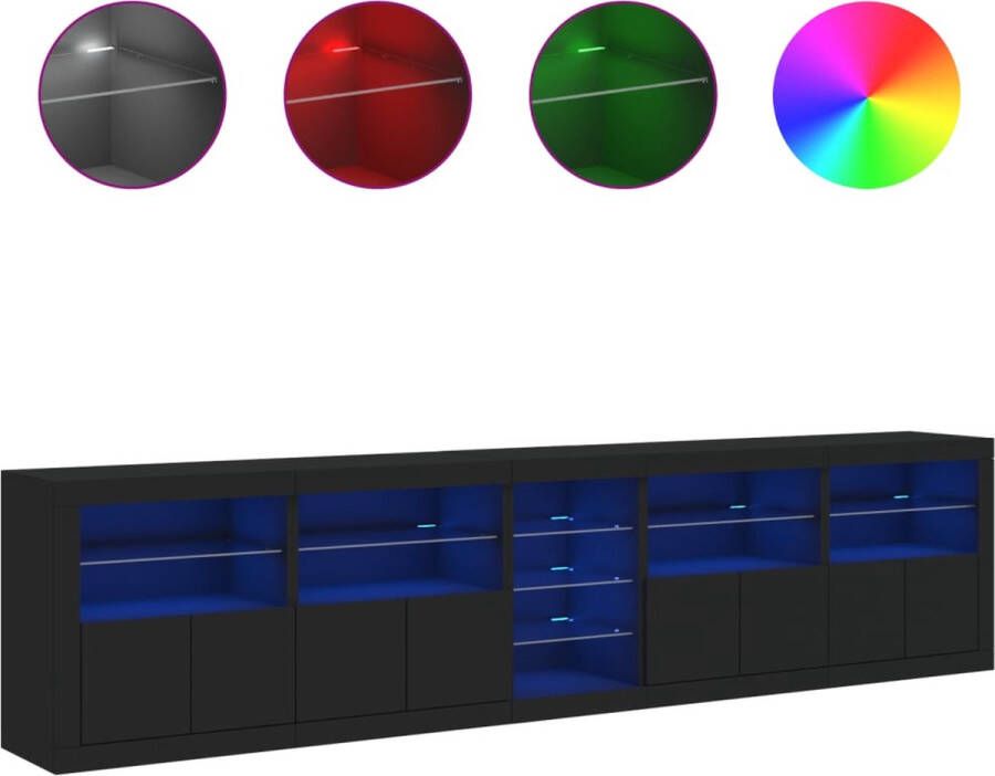 VidaXL -Dressoir-met-LED-verlichting-283x37x67-cm-zwart - Foto 3