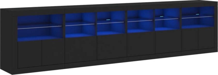 VidaXL Dressoir Zwart 283x37x67 cm met LED-verlichting Dressoir Modern Dressoir Led Dressoir Tv Kast Opbergkast