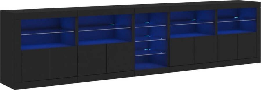 VidaXL -Dressoir-met-LED-verlichting-283x37x67-cm-zwart - Foto 2
