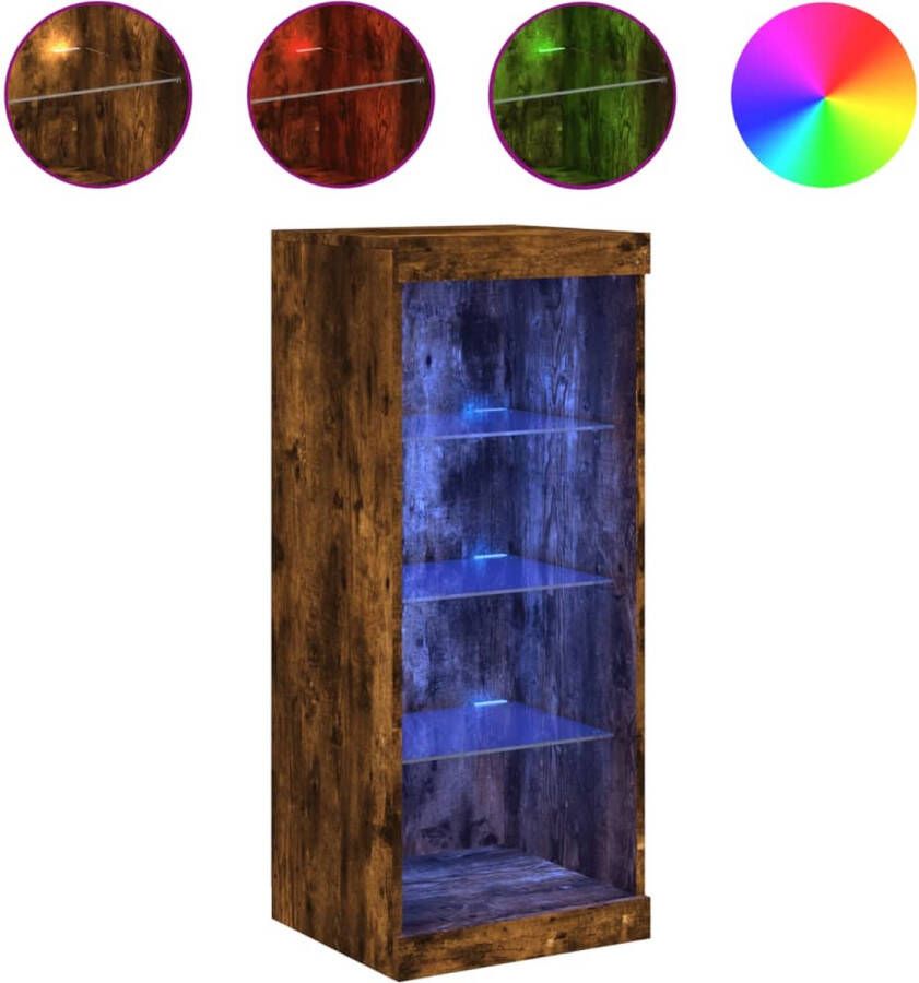 VidaXL Dressoir LED-verlichting Gerookt Eiken 41x37x100cm Dressoir Modern Design Led Verlichting Rgb Licht Opbergkast - Foto 3