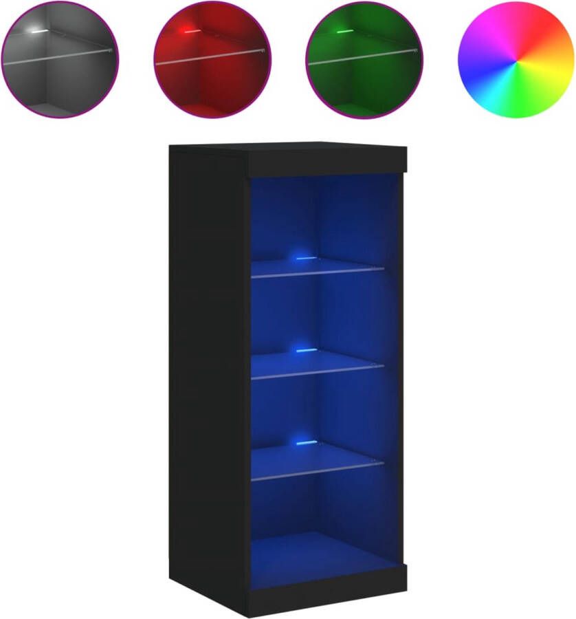 VidaXL Dressoir 41x37x100 cm Zwart LED-verlichting Dressoir Kast Led Verlichting Tv Tafel Salontafel - Foto 2