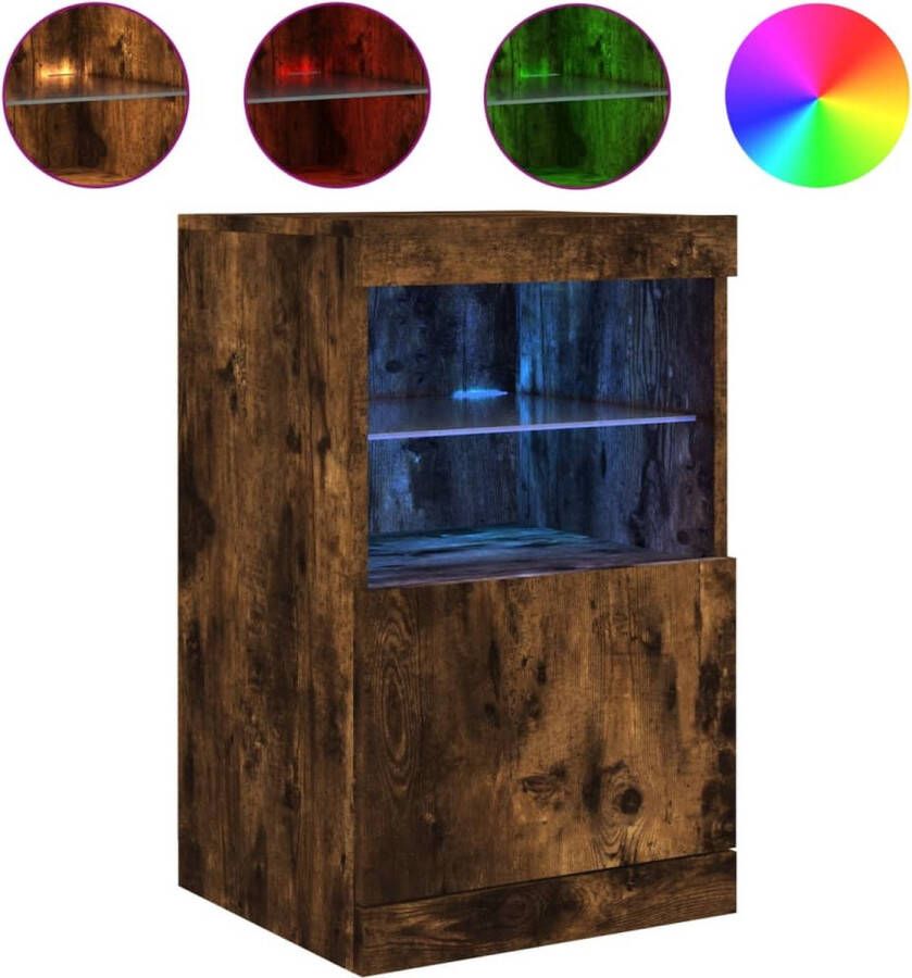 VidaXL -Dressoir-met-LED-verlichting-41x37x67-cm-gerookt-eikenkleurig - Foto 2