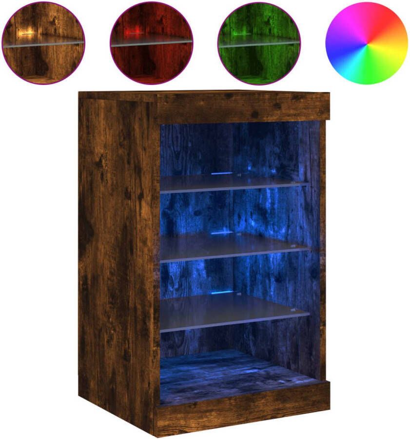 VidaXL -Dressoir-met-LED-verlichting-41x37x67-cm-gerookt-eikenkleurig - Foto 4