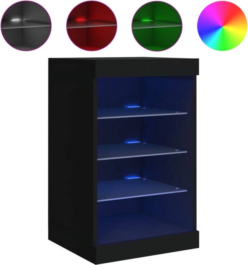 VidaXL Dressoir LED-verlichting 41x37x67 cm Zwart Moderne Kast Tv Meubel Buffettafel Houten Kast Led Verlichting - Foto 2