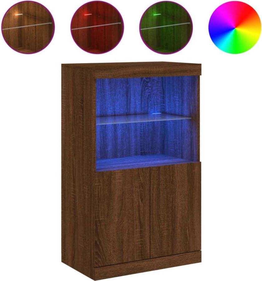 VidaXL -Dressoir-met-LED-verlichting-60 5x37x100-cm-bruineikenkleurig - Foto 4